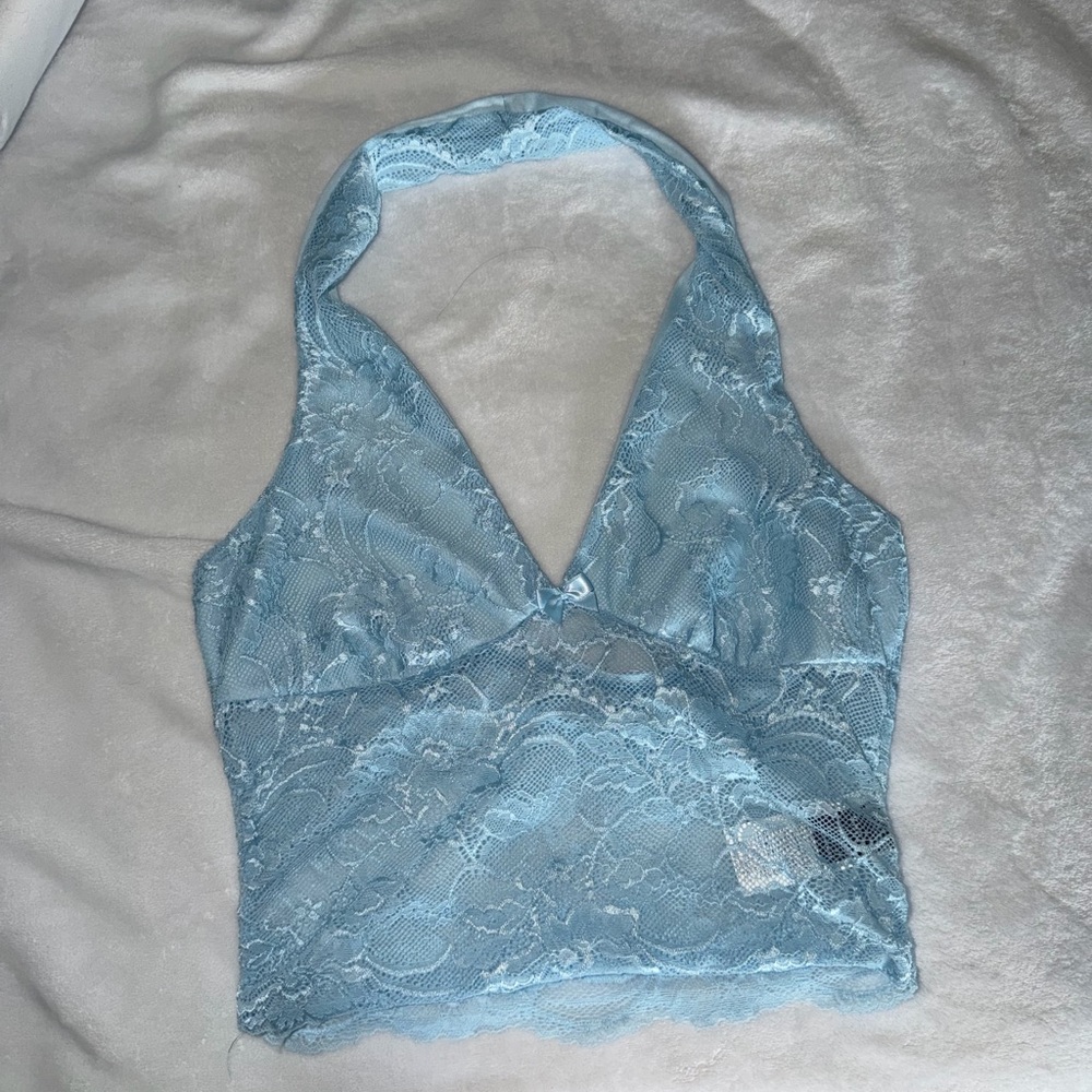 SHEIN Sky Blue Lace Top